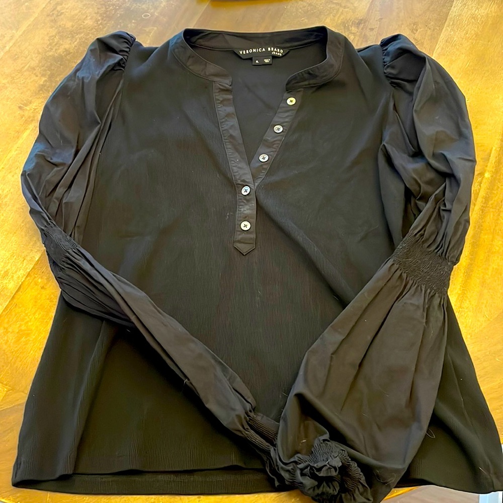Veronica Beard black puff sleeve top